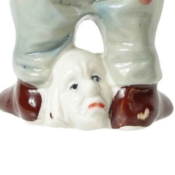 Vintage Sad Hobo Clown Figurine with Face Between his Feet | 7” Porcelain Taiwan - Picture 8 of 13